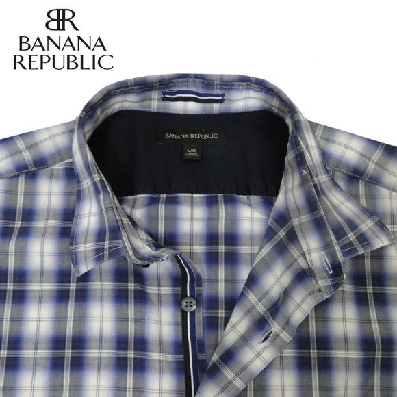 Banana Republic Collared Casual Shirt Size L Blue. - Picture 4 of 6